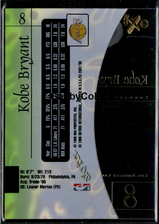 1997-98 E-X2001 #8 Kobe Bryant