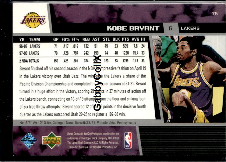 1998-99 Upper Deck #75 Kobe Bryant