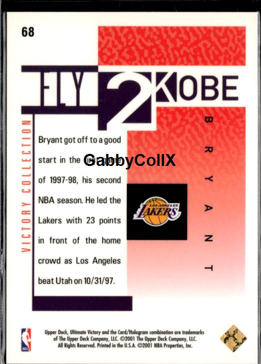 2000-01 Upper Deck Ultimate Victory #68 Kobe Bryant Victory Collection #/350 #99be - Back