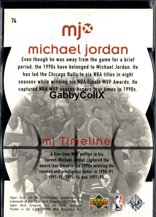 1998 Upper Deck MJx #74 Michael Jordan Timepieces Red #/2300 #inof - Back