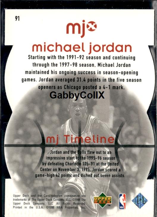 1998 Upper Deck MJx #91 Michael Jordan Timepieces Red #/2300 #inpt - Back