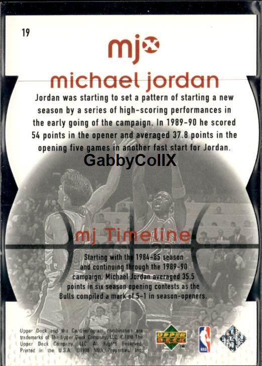 1998 Upper Deck MJx #19 Michael Jordan Timepieces Red #/2300 #inpv - Back
