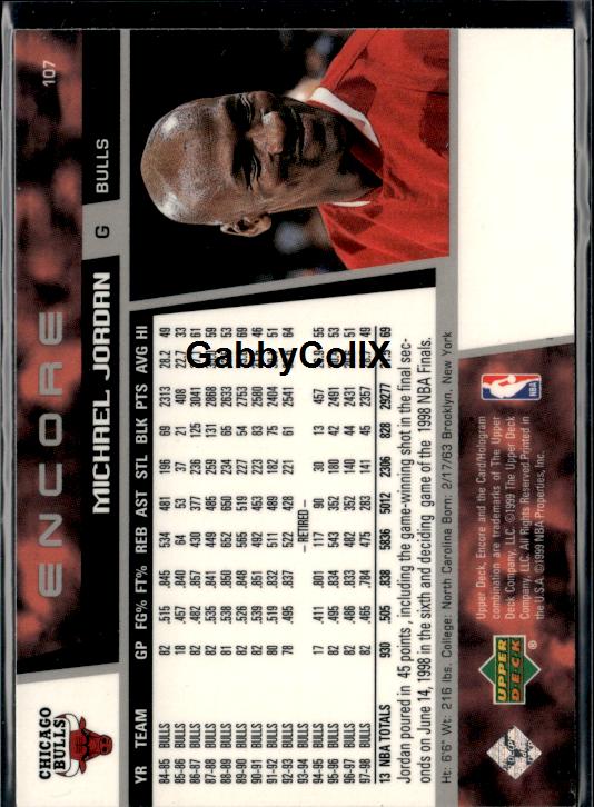 1998-99 Upper Deck Encore #107 Michael Jordan #iop8 - Back