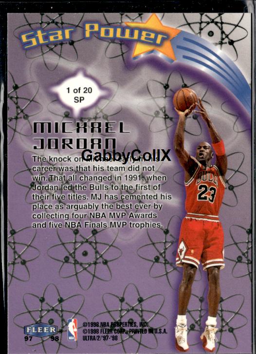 1997-98 Ultra #1 SP Michael Jordan Star Power #ioqs - Back