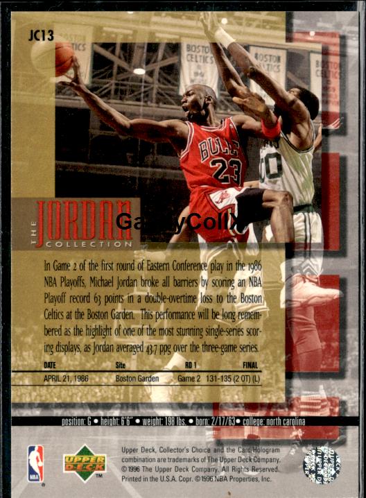 1995-96 Upper Deck #JC13 Michael Jordan The Jordan Collection #ipa5 - Back