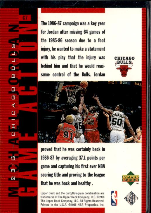 1998 Upper Deck MJ #G7 Game Action Red #/2300 #isdz - Back