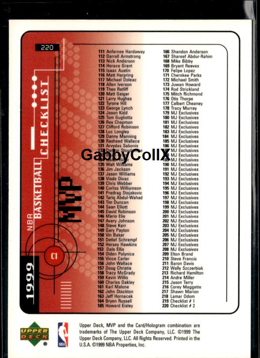 1999-00 Upper Deck MVP #220 Michael Jordan #isgb - Back