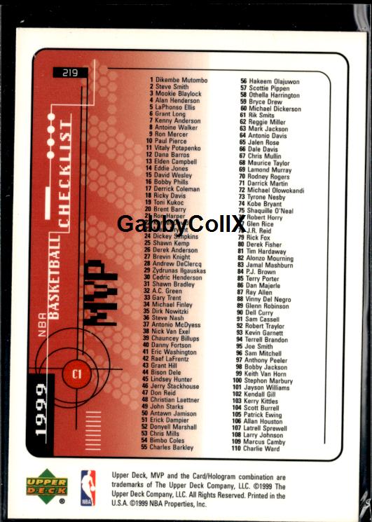 1999-00 Upper Deck MVP #219 Michael Jordan #isgi - Back