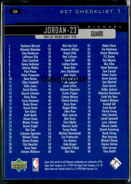 1999-00 Upper Deck #154 Michael Jordan #ismr - Back