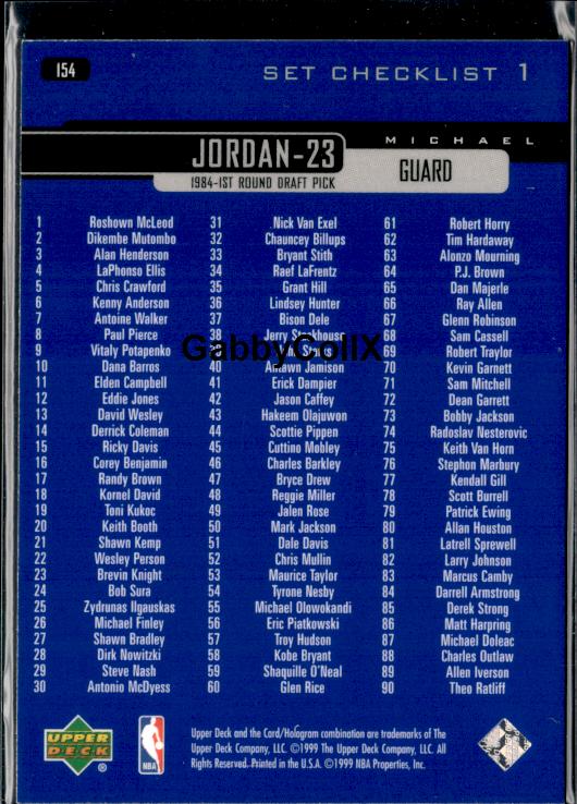 1999-00 Upper Deck #154 Michael Jordan #iss2 - Back