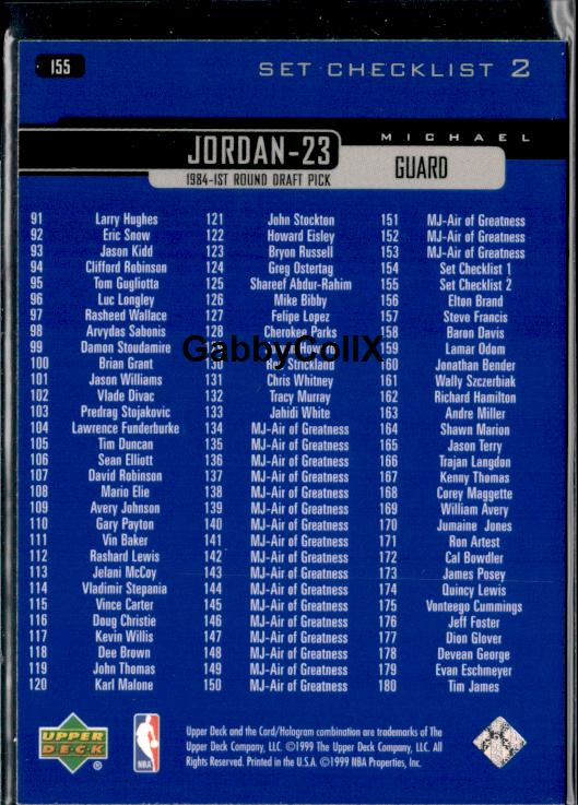 1999-00 Upper Deck #155 Michael Jordan #iss3 - Back
