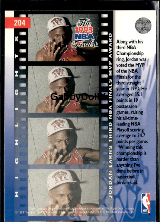 1993-94 Upper Deck #204 Michael Jordan #issp - Back