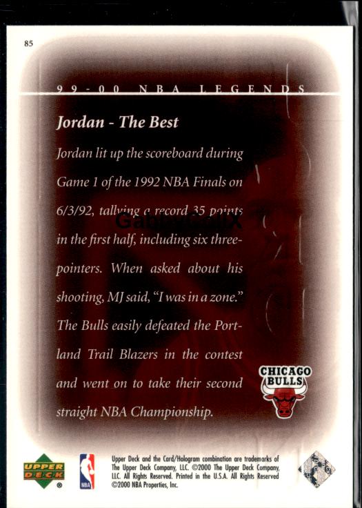 1999-00 Upper Deck Legends #85 Michael Jordan #issz - Back