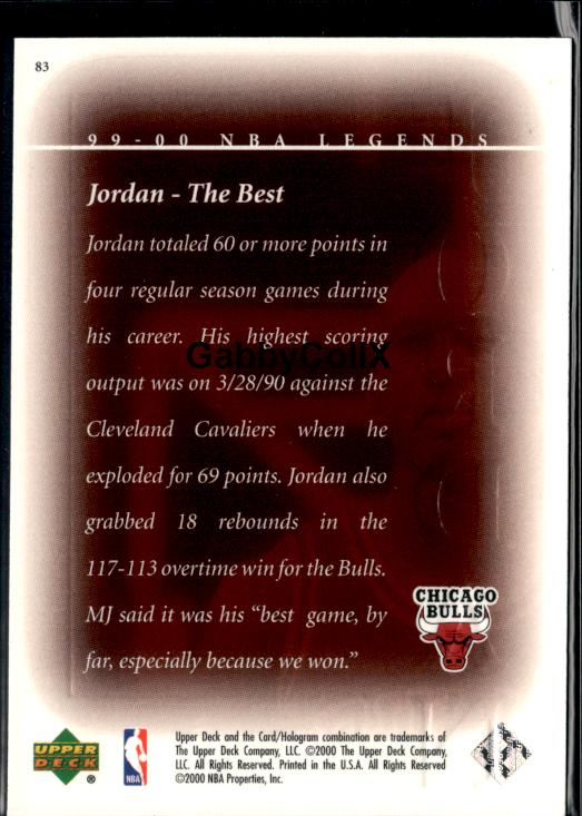 1999-00 Upper Deck Legends #83 Michael Jordan #ist6 - Back