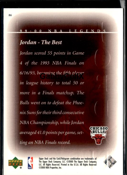 1999-00 Upper Deck Legends #86 Michael Jordan #ist8 - Back