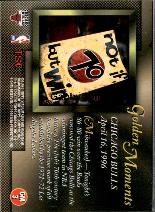 1996-97 Stadium Club #GM3 Michael Jordan Golden Moments #istf - Back