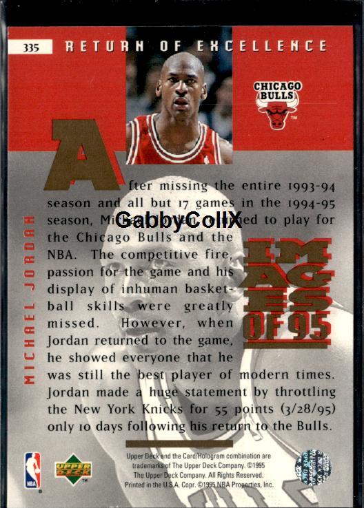 1995-96 Upper Deck Michael Jordan #335 Images Of 95 #istp - Back