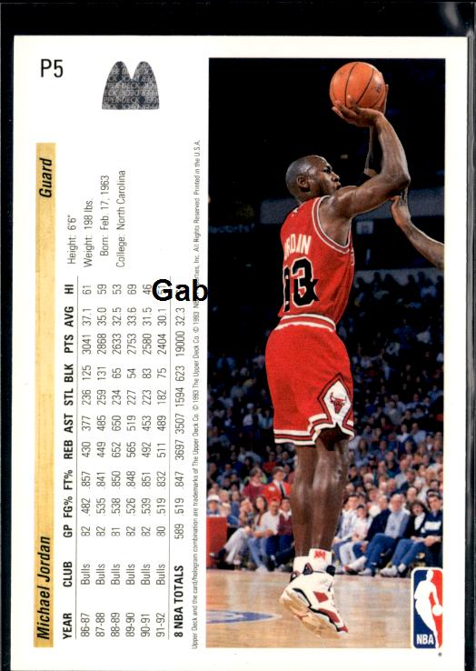 1992-93 Upper Deck McDonald's #P5 Michael Jordan #isuo - Back