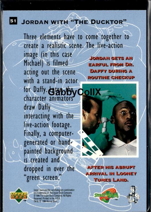 1996 Upper Deck Space Jam #51 Jordan with "The Ducktor #iuav - Back
