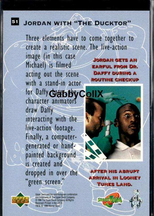 1996 Upper Deck Space Jam #51 Jordan with "The Ducktor #iuaz - Back