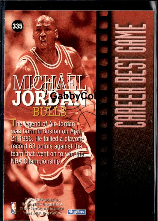 1996-97 Hoops #335 Michael Jordan #iup3 - Back