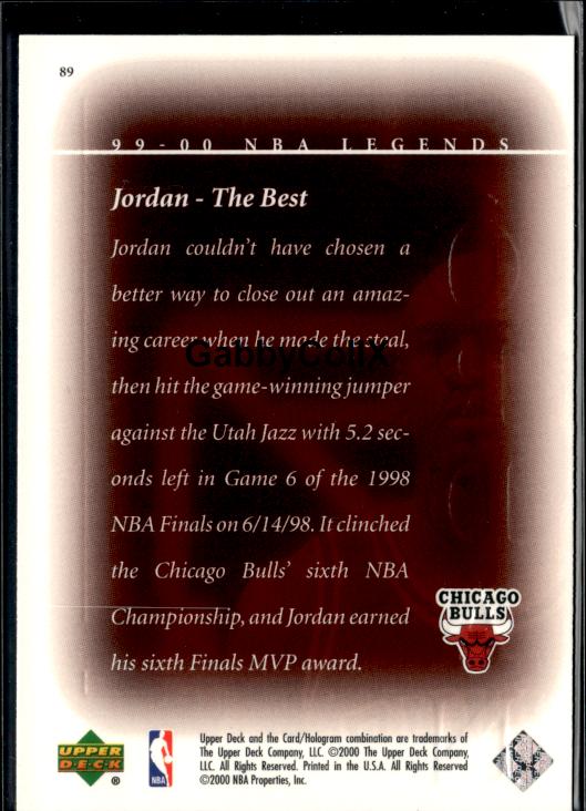 1999-00 Upper Deck Legends #89 Michael Jordan #iuqa - Back