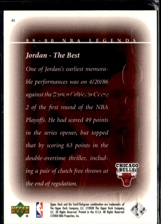 1999-00 Upper Deck Legends #81 Michael Jordan #iuqe - Back
