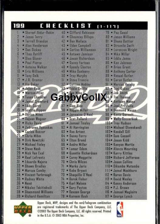 2003-04 Upper Deck MVP #199 Michael Jordan #iurj - Back