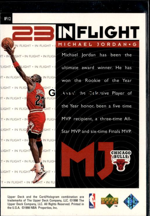 1998 Upper Deck Michael Jordan Living Legend #IF12 Michael Jordan In-Flight #iv4s - Back