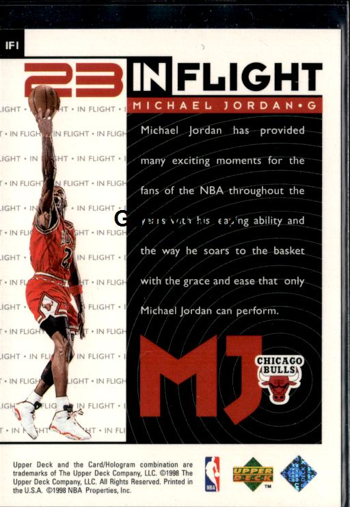 1998 Upper Deck Michael Jordan Living Legend #IF1 Michael Jordan In-Flight #iv51 - Back
