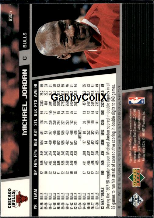 1998-99 Upper Deck #230h Michael Jordan #iv5o - Back