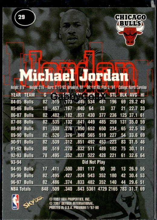 1997-98 SkyBox Premium #29 Michael Jordan #ivb5 - Back