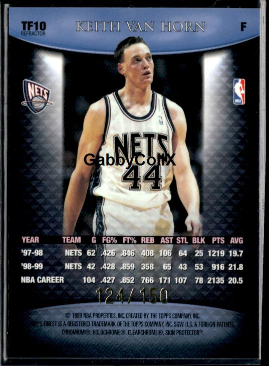 1999-00 Finest #TF10 Keith Van Horn Team Finest Blue Refractors #/150 #ixqc - Back