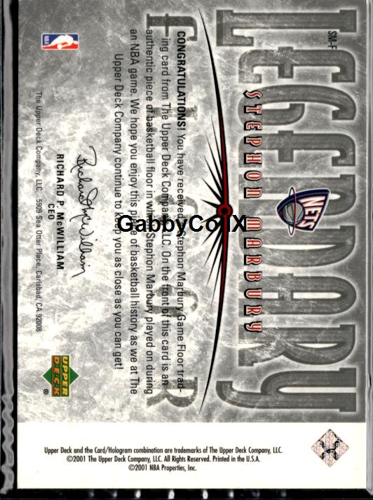 2000-01 Upper Deck Legends #SM-F Stephon Marbury Legendary Floor #ixro - Back