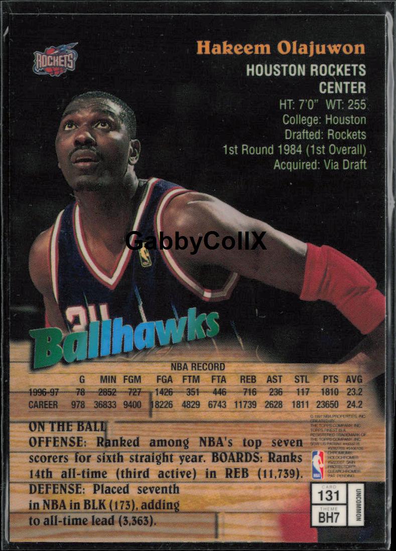1997-98 Finest #131 Hakeem Olajuwon #mon4 - Back