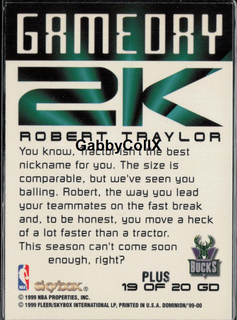 1999-00 SkyBox Dominion #19 GD Robert Traylor Game Day 2K Plus #moor - Back