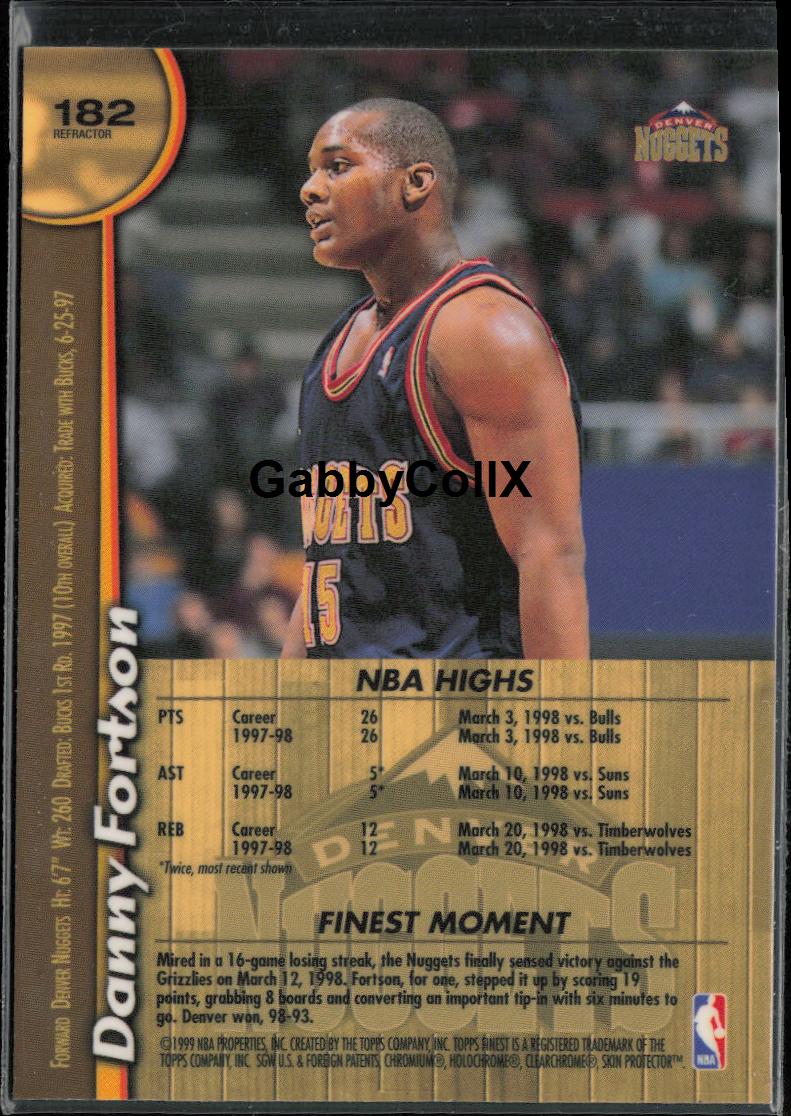 1998-99 Finest #182 Danny Fortson Refractors #mopv - Back