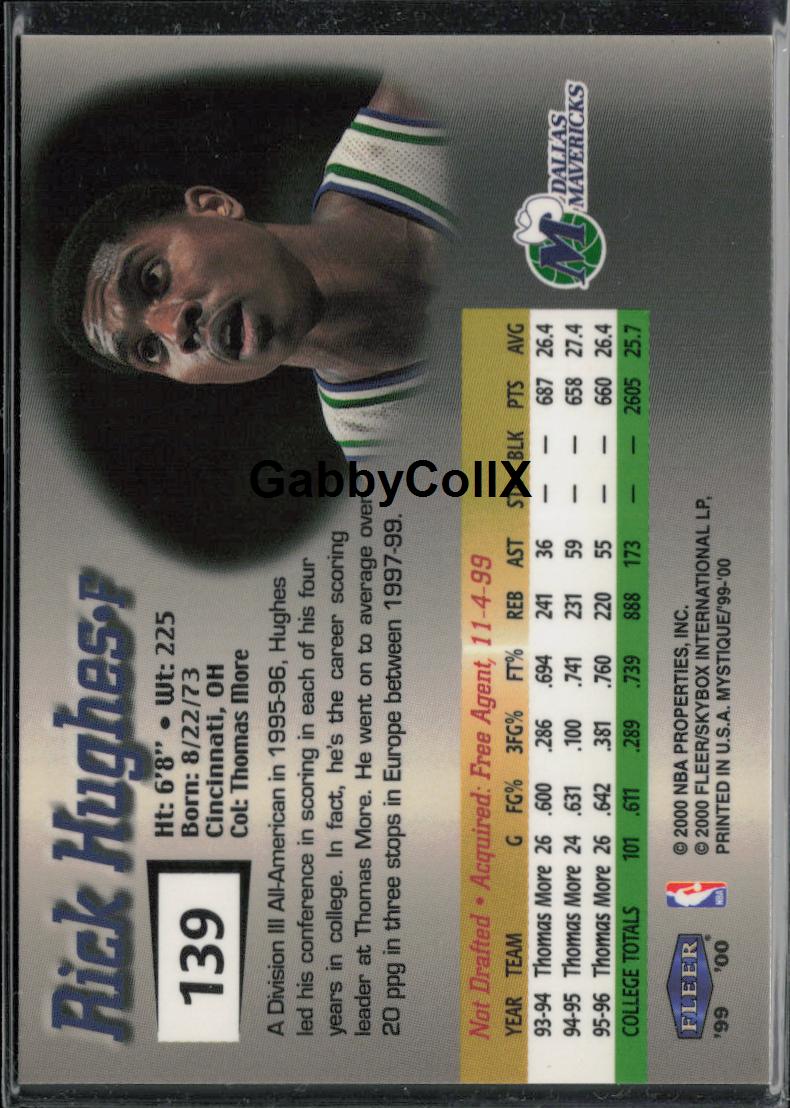 1999-00 Fleer Mystique #139 Rick Hughes #/2999 #o4c3 - Back