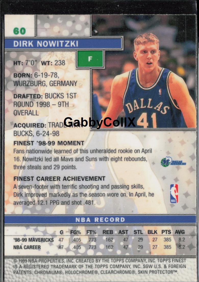 1999-00 Finest #60 Dirk Nowitzki #rd0q - Back