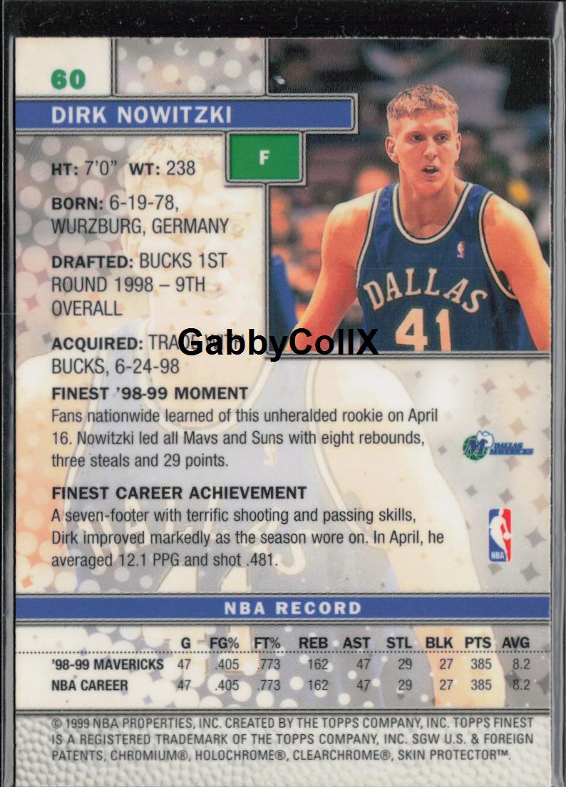 1999-00 Finest #60 Dirk Nowitzki #rd10 - Back