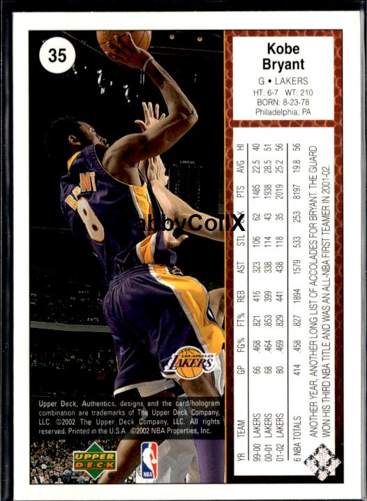 2002-03 UD Authentics #35 Kobe Bryant