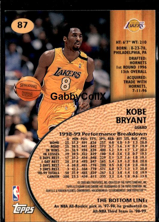 1999-00 Stadium Club Chrome #87 Kobe Bryant