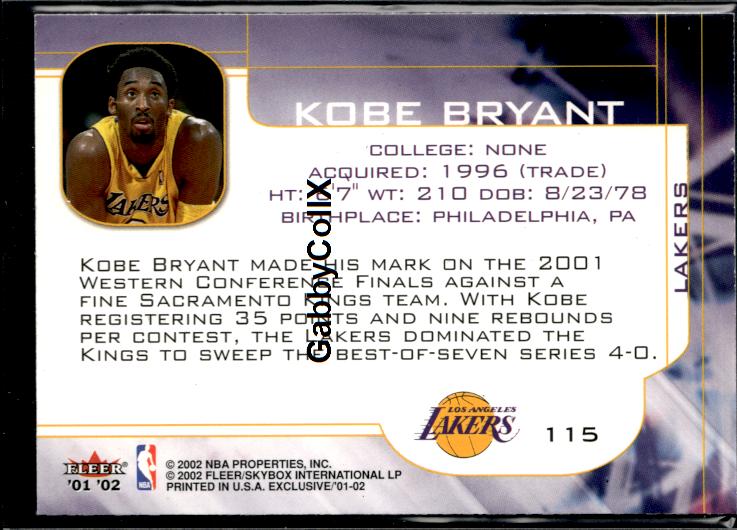 2001-02 Fleer Exclusive #115 Kobe Bryant