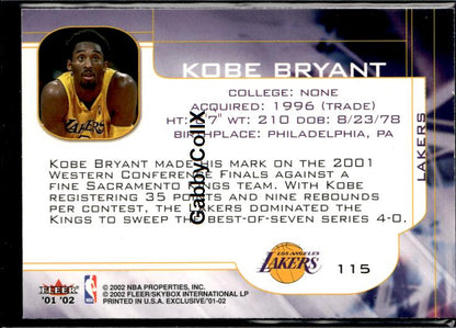 2001-02 Fleer Exclusive #115 Kobe Bryant