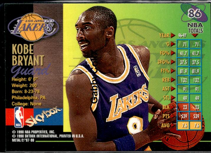 1997-98 Metal Universe Championship #86 Kobe Bryant