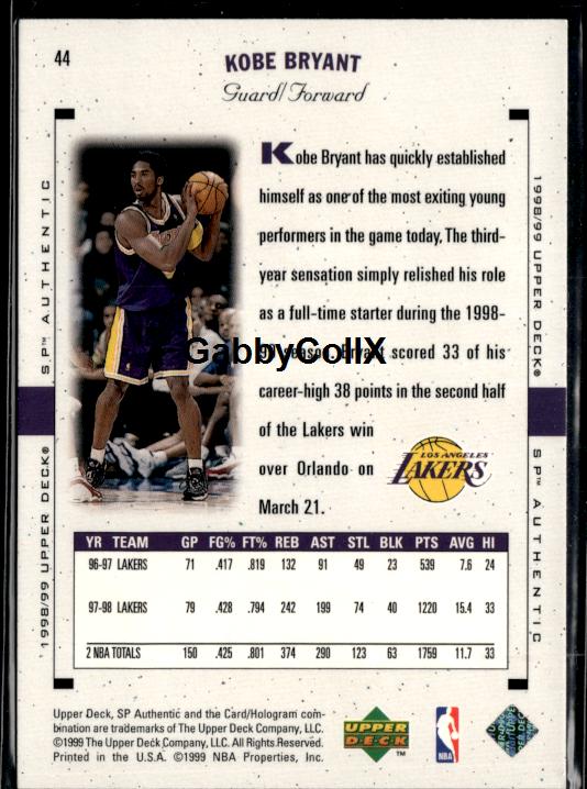 1998-99 SP Authentic #44 Kobe Bryant