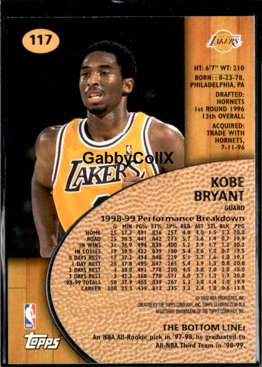 1999-00 Stadium Club #117 Kobe Bryant