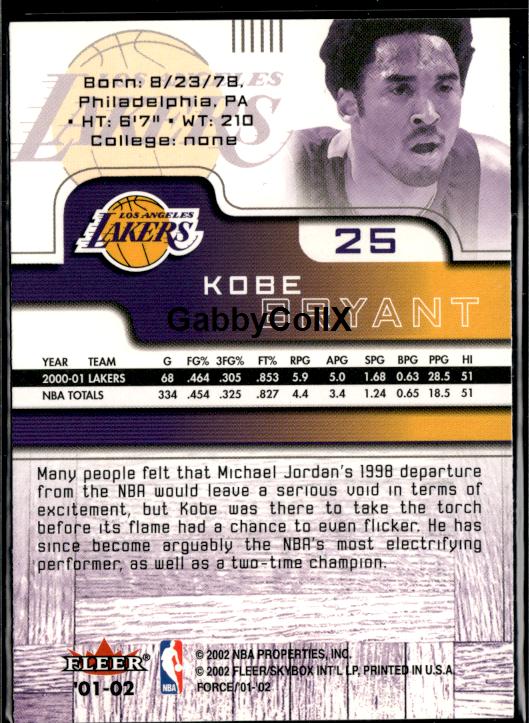2001-02 Fleer Force #25 Kobe Bryant