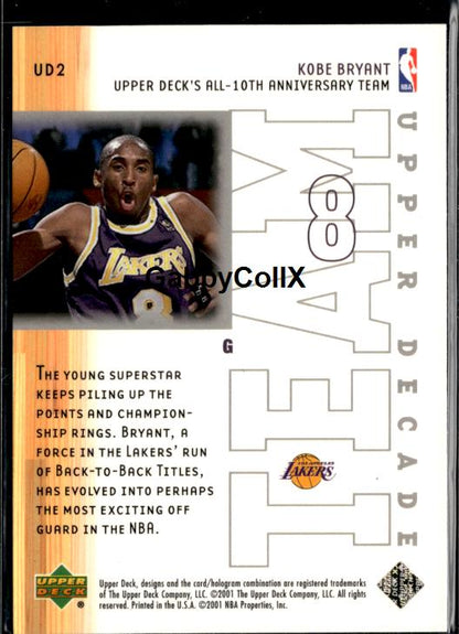 2001-02 Upper Deck #UD2 Kobe Bryant Upper Decade Team
