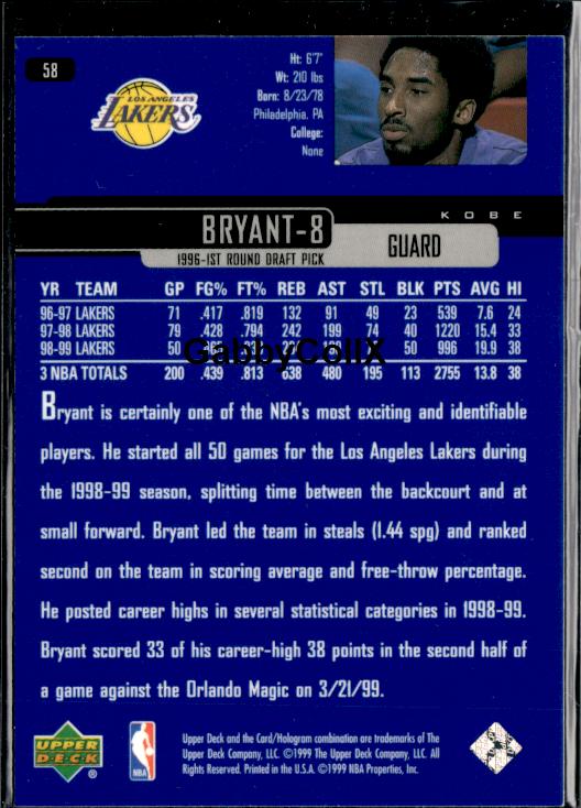 1999-00 Upper Deck #58 Kobe Bryant
